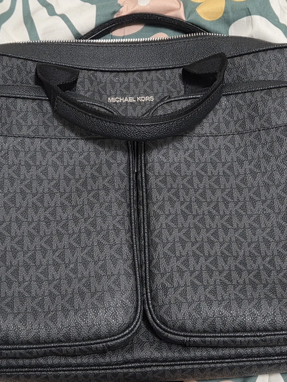 Michael Kors Men's Cooper Utility Briefcase Black Signature Logo Laptop Bag.